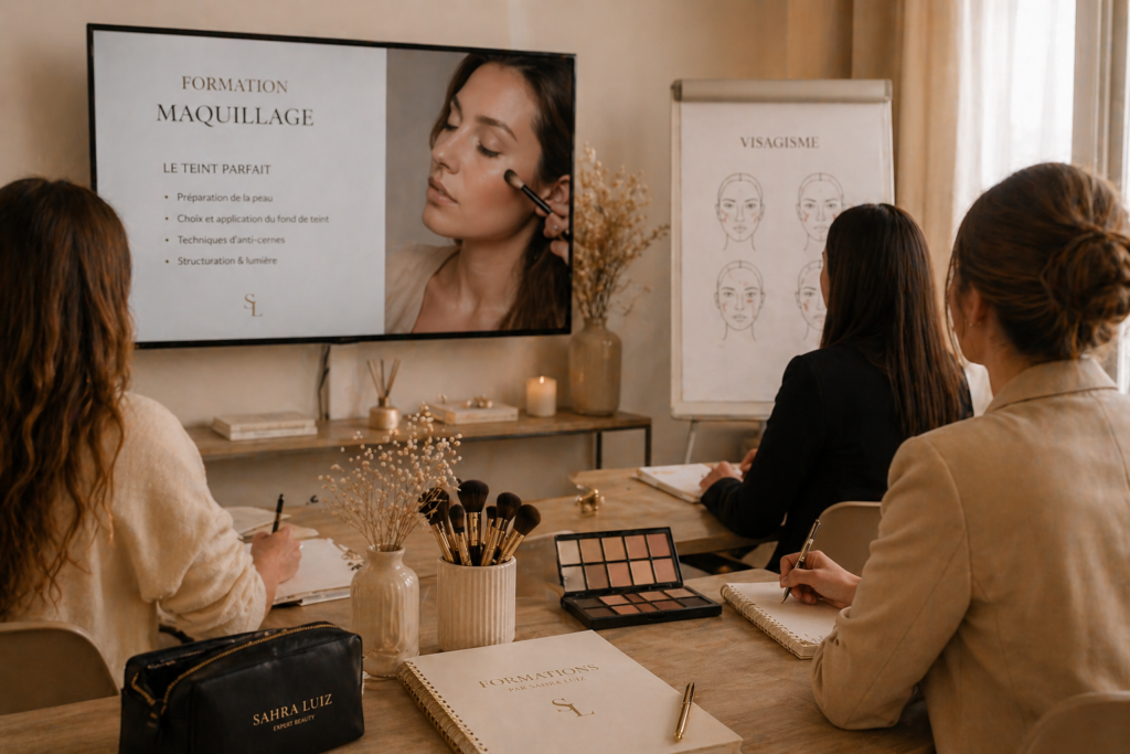 Scene de formation maquillage theorie Sahra Luiz